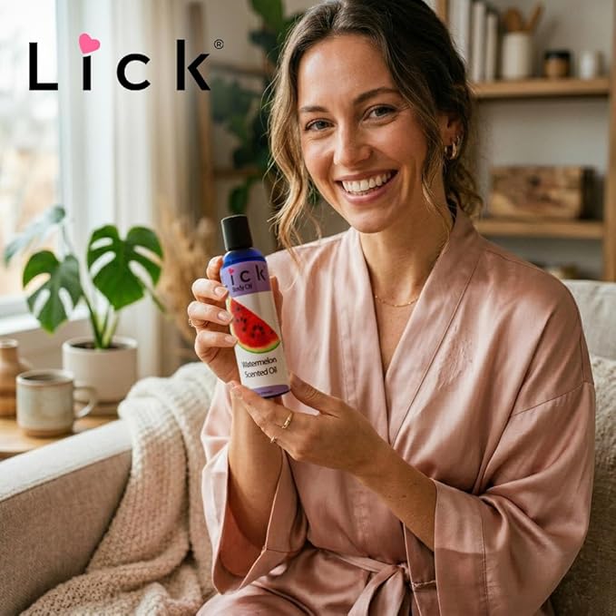 LICK Watermelon Fruit Scented Body Oil – Lightweight Daily Moisturizer with Almond Oil & Vitamin E – 4 oz
