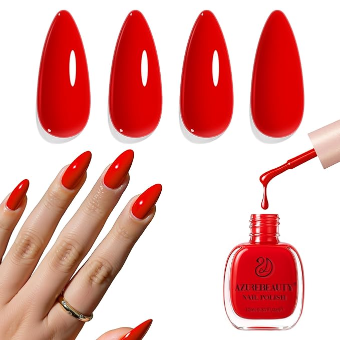 AZUREBEAUTY Red Nail Polish Burgundy Quick Dry Natural Infinite Shine Nail Lacquer Fingernail Polish Strengthening Treatment Kit Salon-Quality for Women Valentine's Day Gift