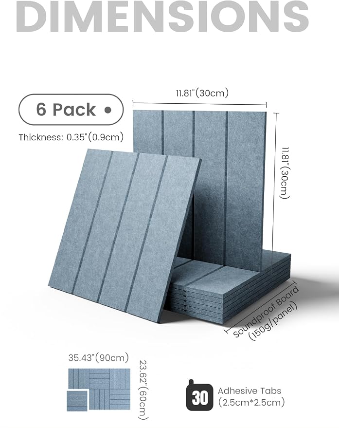 Fluxynara Felt Bulletin Board & Cork Board Alternative, Dusty Blue | 36" x 24" Pin board, Removable Adhesive Tabs, Easy Install Without Wall Damage, For Home Office Decor