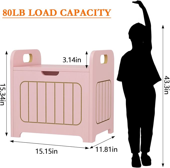 Aenuert Storage Chests, Small Cube Organizer Box,Wooden Entryway Storage (Pink, With Handle)
