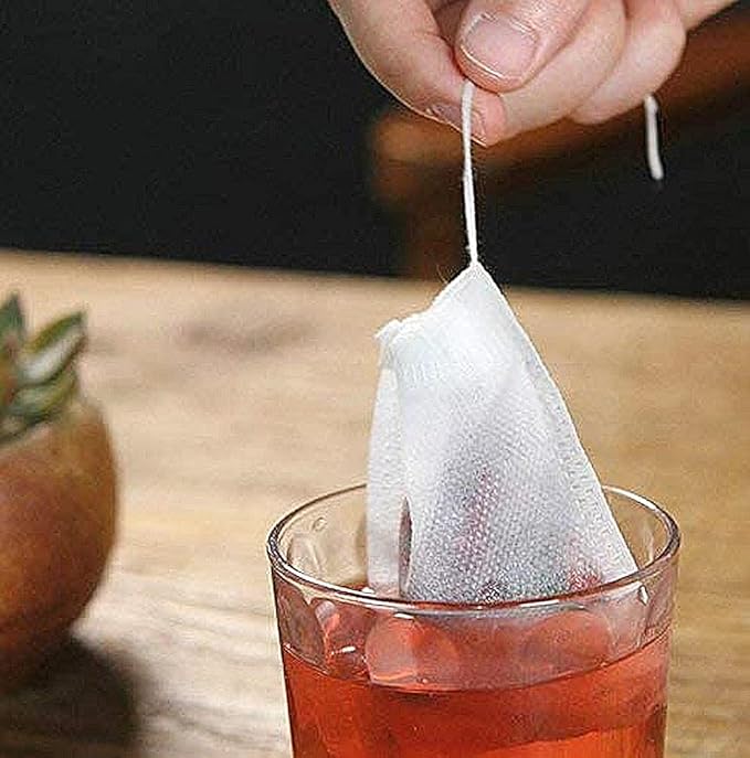 TamBee 100 Pack Disposable Tea Filter Bags Empty Muslin Drawstring Seal Filter Tea Bags Drawstring Herb Loose Tea Bag Tea Filter Pouches Empty Tea Bags (1.97"X2.76" / 5cm X 7cm)
