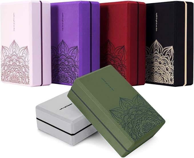 nuveti Yoga Blocks Set of 2, High Density Yoga Brick Foam Blocks to Improve Strength, Flexibility and Balance Brick Foam Blocks