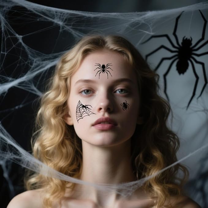 10 Sheets Halloween Temporary Tattoos Mixed Styles Halloween Spider Web Tattoos Red Spider Fake Tattoos Realistic Black Stickers Waterproof Cobweb Tattoo for Kids Boys Girls Body Art Makeup
