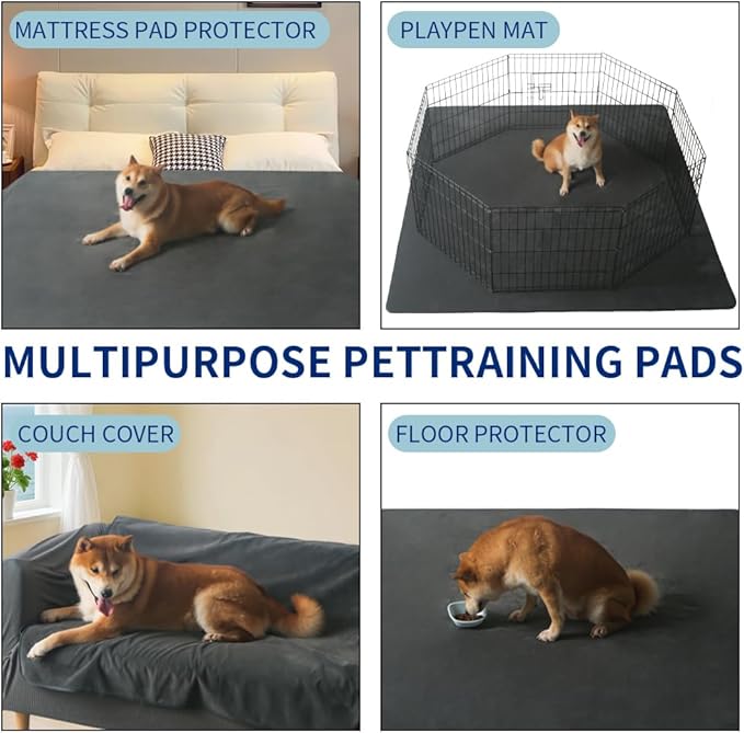 Dog Pee Pad 72x72 in Washable, Waterproof, Non Slip Pet Pad for Training