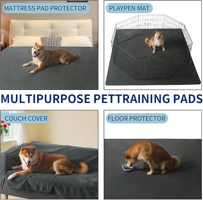 2Pack Washable Pee Pads for Dogs 28x34 Inch, Fast Absorbent Puppy Pads Reusable, Waterproof, Non Slip, Quick Dry Dog Pads for Puppy Training