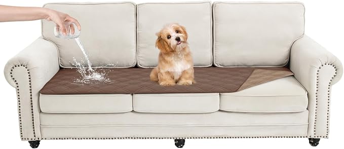 100% Waterproof Washable Dog Blanket，Dark Brown+Taupe， 30"x71" | ,7-Layer Reversible Couch Covers for Dogs Met for Sofa Furniture Car Camping