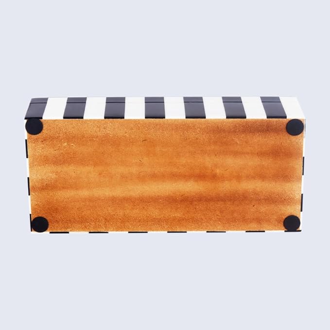 Handicrafts Home Decorative Storage Box with Lid, Black and White Decorative Box for Remote Controls, Coffee Table Storage Organizer, Keepsake Box for Living Room, Shelf & Hallway Decor, 10x4.5x2.5