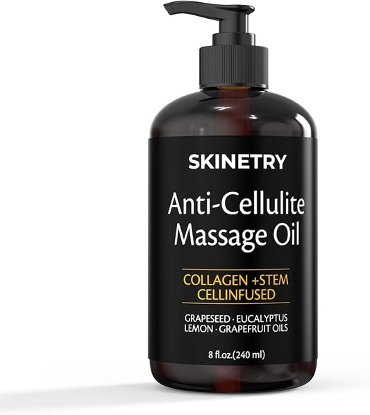 Anti Cellulite Massage Oil Nourish Your Skin & Senses – Firming Body for Smoothing Cellulite & Improving Texture. Silky, Fast-Absorbing Formula with Collagen & Stem Cell – 8 Fl Oz