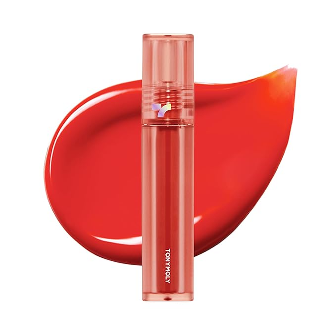 TONYMOLY Perfect Lips Shocking Lip Tint – Long-Lasting Semi-Permanent Lip Stain with Moisturizing Shea Butter, Rosehip, Argan & Jojoba Oils, N03 Coral Shocking, 0.37 fl oz