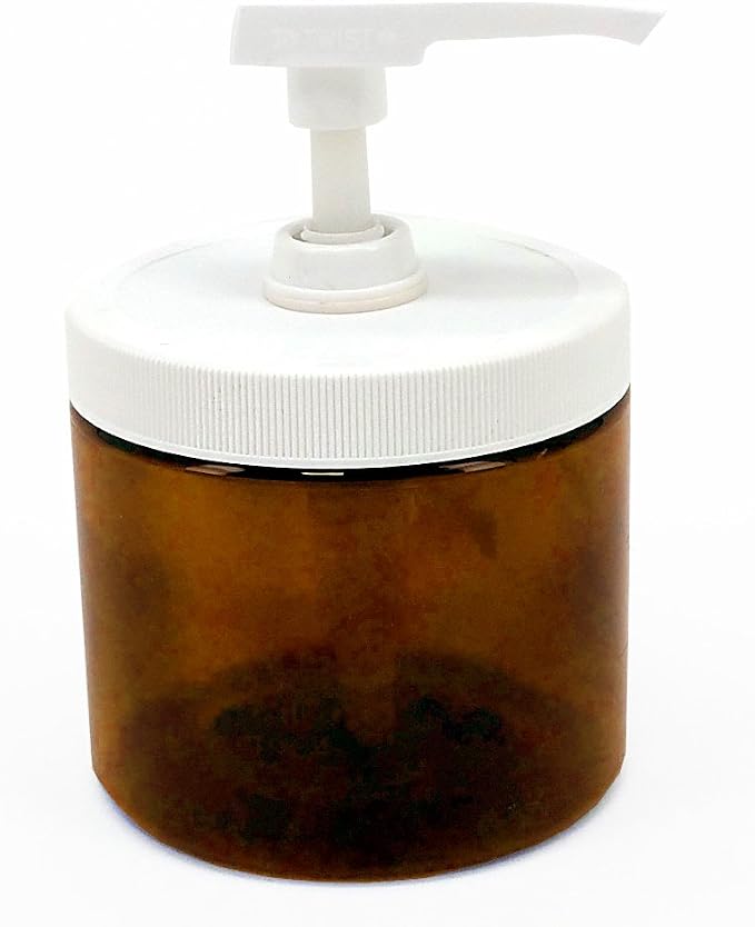 Royal Massage 16oz Clear Empty Massage Oil/Lotion/Cream Pump Jar with Lock Twist Top - Amber