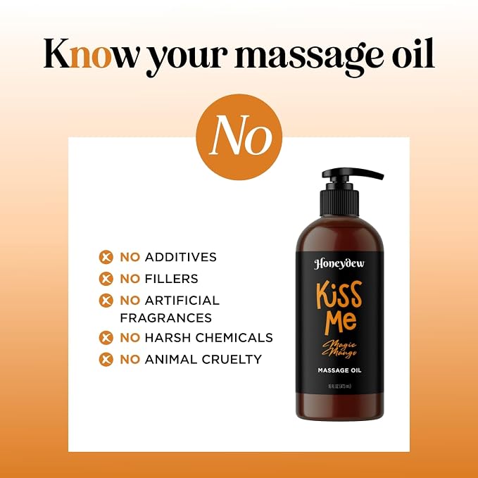 Mango Sensual Massage Oil for Couples - Alluring Tropical Full Body Massage Oil for Date Night and Nourishing Body Moisturizer with Sweet Almond - Vegan Non Greasy & Smooth Gliding Formula (16 Fl Oz)