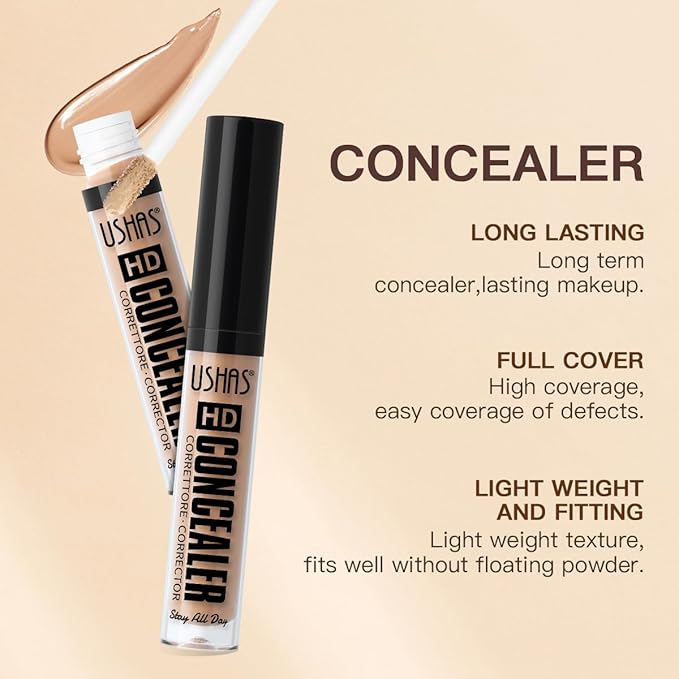 USHAS 2PCS Concealer Makeup, Lightweight, Full Coverage, Long Lasting, Conceals, Matte Liquid Foundation for Face, Eye, and Acne Scar Cover (S7, 2PCS)