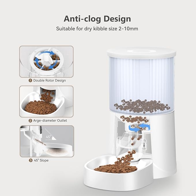 Automatic Cat Feeder: 4L Timed Cats Food Dispenser Programmable | Easy to Set, Dual Power, Precise Portion, Auto Pet Feeder with Desiccant Bag, Detachable Washable for Cats and Small Dog