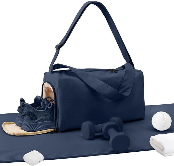 Small Gym Bag for Women with Shoes Compartment, Stylish Duffle Travel Bag for Plane, Lightweight Duffle Bag for Women & Men, Sport Gym Tote Bag with Wet Pocket for Yoga, Pilates, Swimming