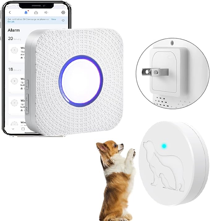 Dog Door Bell for Potty Training to Go Outside, WiFi Doggie Door Bell, Wireless Doggy Doorbell with Phone App,Waterproof Touch Button with Large Activate Range (1 WiFi Receiver 1 Button)