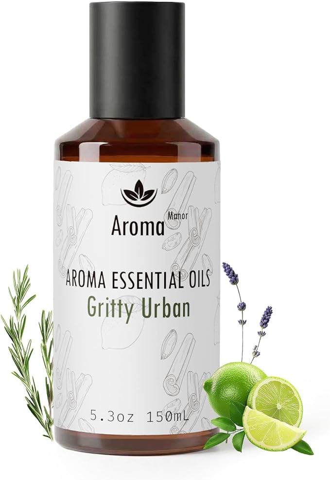 Wood-Inspired Hotel Collection Diffuser Oil - Gritty Urban - Reed Essential Oil blends for Home Luxury Aroma Diffuser, Lemon Verbena, Chamomile and Oakmoss, Elevate Room with Air Fresheners - 5.3fl oz