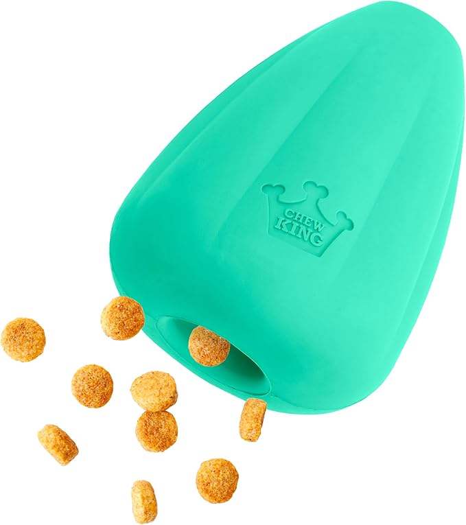 Chew King by Mammoth Premium Treat Dispensing Dog Toy, Durable Natural Rubber Chew Toy, Safety Air Vent, Interactive Enrichment Toy for Aggressive Chewers, XL - For Dogs 40-75lbs - Pack of 2 - Teal