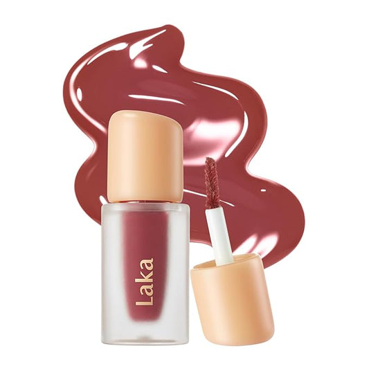 Laka Fruity Glam Tint Mini, 1.9g/0.07oz, Glowing Lip Stain with Wide Color Spectrum, Hydrating & Lightweight Texture, Buildable Color, Non-Sticky, Vegan, K-Beauty (#154 Nectar)