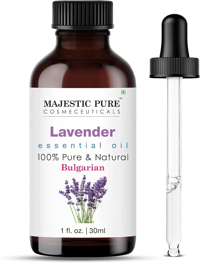 Majestic Pure Essential Oil with Glass Dropper - 100% Pure and Natural - Essential Oils for Diffuser, Aromatherapy, Soap and Candle Making, Lavender Essential Oil, Lavender Oil, 1 Fl Oz