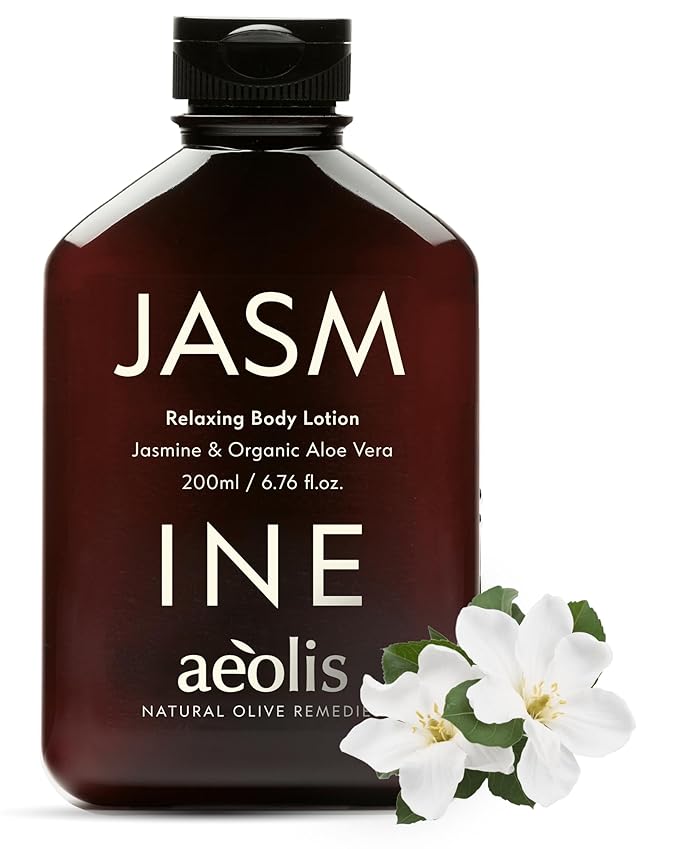 AEOLIS Hydrating Body Lotion with Jasmine & Aloe Vera – Moisturizer with Shea Butter, Olive Leaf & Chamomile – Vegan Skincare for Dry & Sensitive Skin – 6.76 fl oz