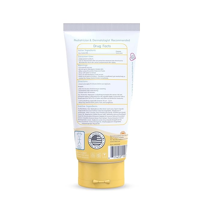 TruKid Daily Mineral Sunscreen SPF 30 - All Natural Kids & Baby Sunscreen for Face & Body, Non-Toxic Zinc Oxide Sunblock Protection for Sensitive Skin, Light Citrus, FSA Eligible, Travel Size 3.4oz