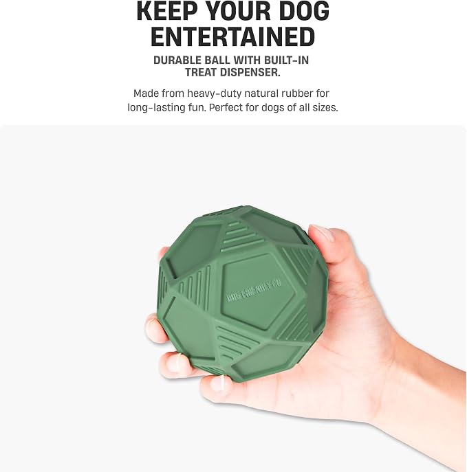 Dog Friendly Co. Penta Ball, Treat Dispensing Dog Toy (Medium, Dark Green)