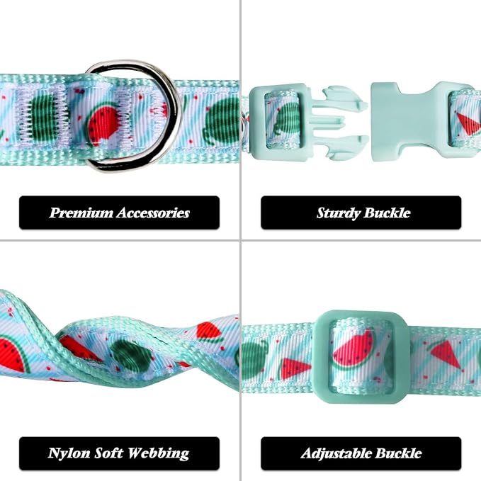 azuza Bowtie Dog Collar, Stylish and Comfy Watermelon Dog Collar with Bow Tie for Puppy and Small Dogs