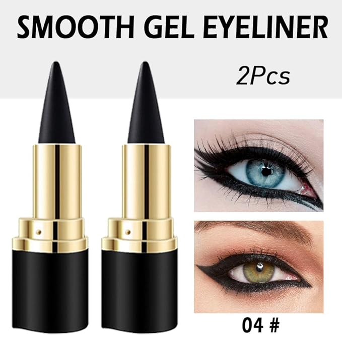 Kaely 2Pcs Gel Eyeliner Pencil, Natural Black Eyeliner Cream, Liquid Eye Liner Pencils for Older Women Waterproof, Smoky Eyeshadow Palette Goth Halloween Makeup Kit, delineador de ojos contra el agua