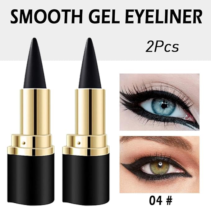 AMY'S DIARY 2Pcs Black Gel Eyeliner Pencil Set,Natural Cream Eye Liner Waterproof Smudge Proof,Cat Eye Black Smokey Eyeshadow Stick Crayon,Goth Halloween Makeup,delineador de ojos contra el agua