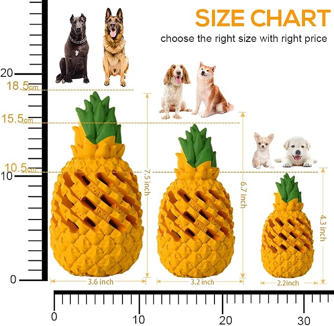 Indestructible Pineapple Dog Toy - Gaint Aggressive Chewers Training | Heavy Chew, Treat Dispenser, Power Chewer, Durable Puzzle, Tough Interactive, Easy Clean