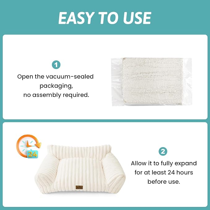 COZY KISS Cute Cat Couch, Fluffy Sofa Bed for Cats and Small Dogs, Premium Faux Rabbit Fur Cats beds for Indoor Cat, Ultra-Soft Supportive Pet Couch Furniture (Cream, M: 31.5''x23.5'')