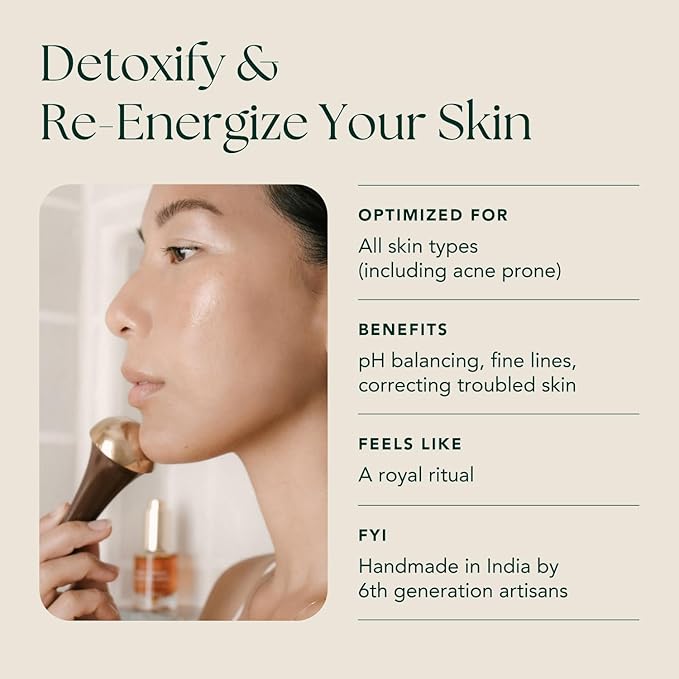 RANAVAT BOTANICS RANAVAT Radiant & Re-Energizing Skincare Duo - Brightening Saffron Serum & Kansa Wand Facial Massage Tool to Tone, Lift, & Improve Appearance of Dark Spots (2 Pieces)