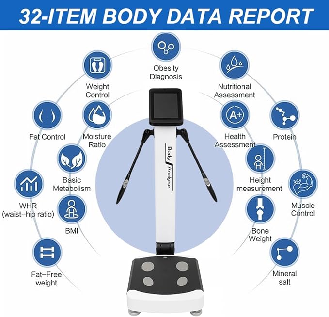 US in Stock LABFENG Body Fat Analyzer, 32 Body Composition Metrics, 10-inch High-Definition Screen Body Composition Scale, Body Fat Measurement Device for Homes, Gyms, US Units