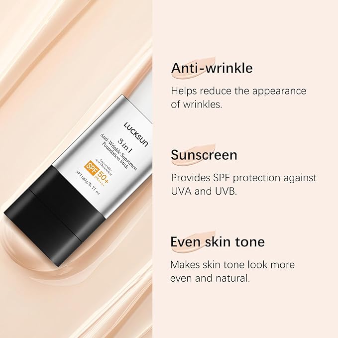 3-in-1 Anti-wrinkle Long-Lasting Hydrating Foundation Stick, Concealer, Multi-Use Coverage Cream, Natural Matte Finish for All Skin Types (Medium)