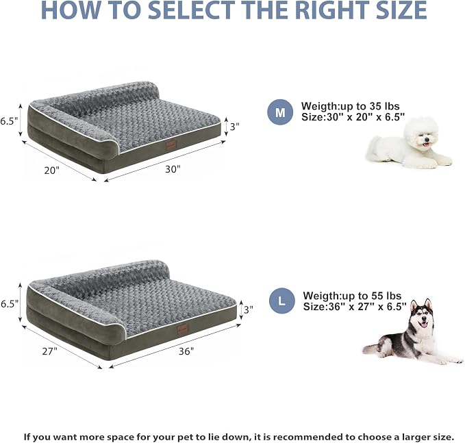 BFPETHOME Orthopedic Washable Dog Bed, Sleeping Couch for Large Senior Dogs | Deluxe Plush Rose Velvet Washable Cover, Egg Crate Foam Support, Waterproof Lining, Non-Slip Bottom, Senior Dogs