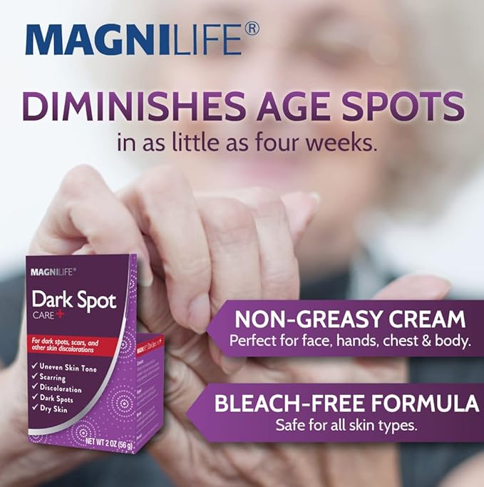 MagniLife Dark Spot Care, 2 oz, No Bleach Formula for Pigmentation, Liver Spots, Scars, Discoloration & Uneven Skin Tone, With Bearberry & Licorice Root Extract, For Face, Chest, Hands and Body