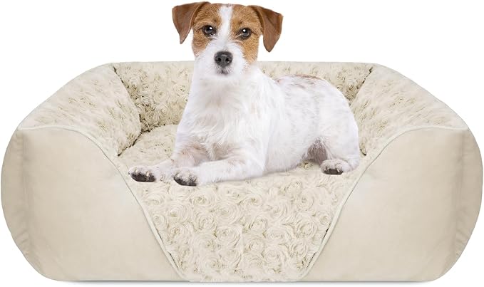 Medium Dog Bed Rectangle Washable Orthopedic Soft Calming Sleeping Durable Pet Cuddler with Anti-Slip Bottom