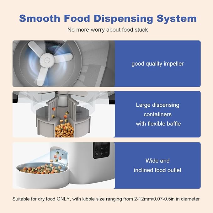 Automatic Cat Feeder, 6L Cat Food Dispenser with 10s Voice Recorder, Pet Feeder up to 8 Meals per Day, Timed Feeder with Dry Food Sealed Ring (White-D-Basic)