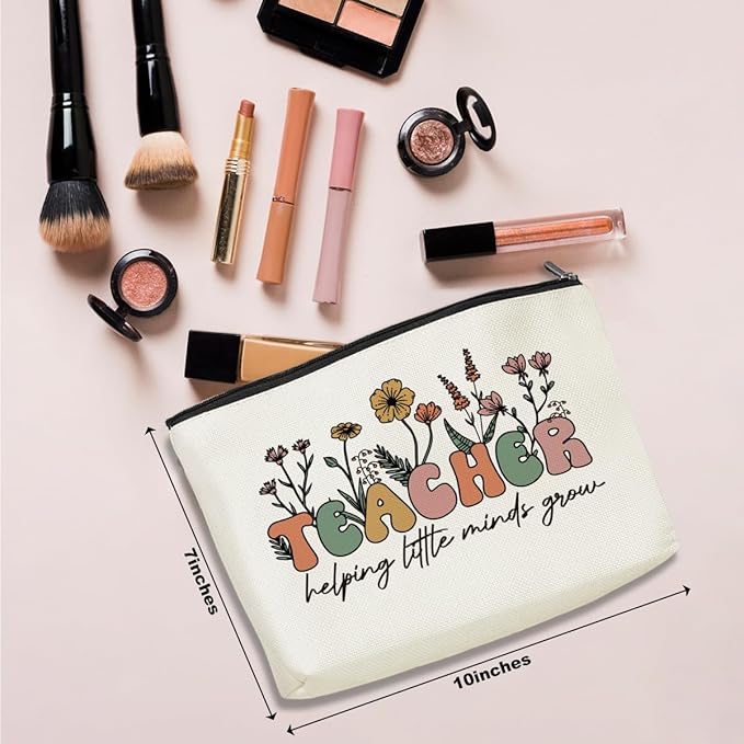 Inspirational Teacher Appreciation Cosmetic Bag - Makeup Pouch for Retirement, Christmas, Birthday - Best New Gift for Women, Colleague, Tutor, Principal