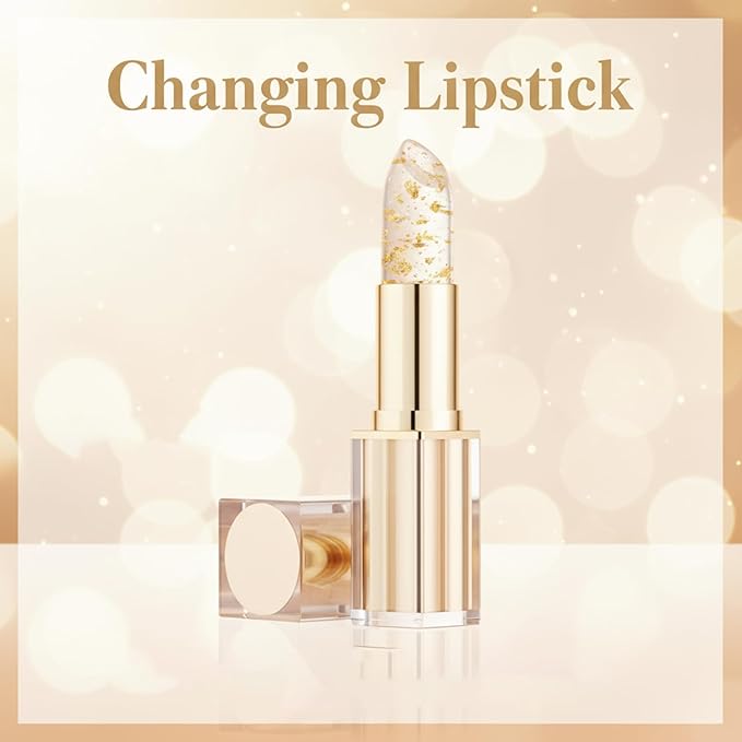 Color-Changing Lipstick, Gold Crystal pH Color-Changing Lipstick, Long-Lasting Hydration, Suitable for All Skin Types (1pcs)