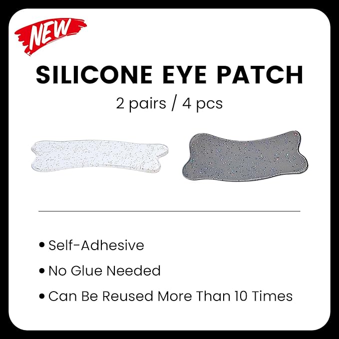 PERMANIA Under Eye Patch Silicone 4 Pcs for Korean Lash Lift & Lash Extensions Remover, Reusable and Soft Makeup Beauty Tool (Black+Transparent)