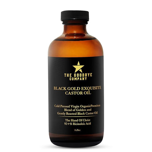 The Goodbye Company Black & Gold Castor Oil Blend – Cold-Pressed & Unrefined – Pure Hexane-Free Oil for Hair, Skin, Body, Eyelashes & Eyebrows