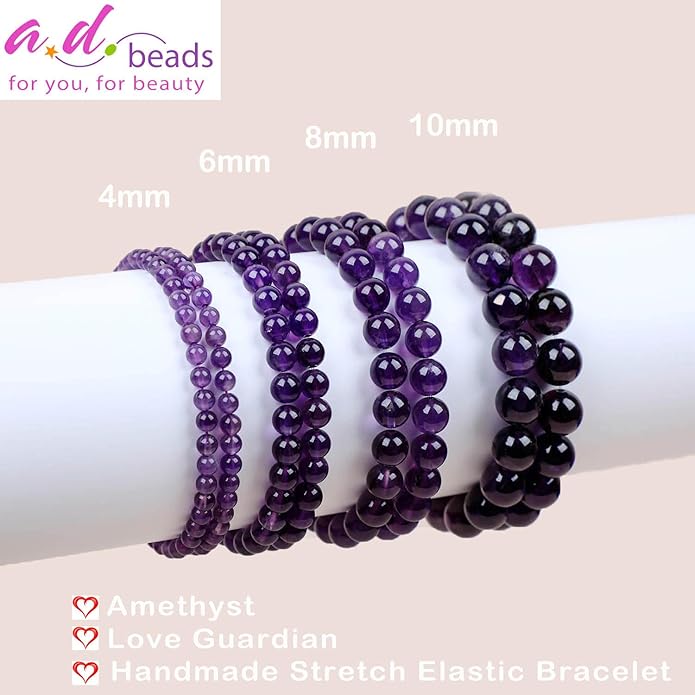 AD Beads Handmade Gemstone Stretch Elastic Bracelet Crystal Healing Reiki Nature's Beauty and Spiritual Essence Unisex
