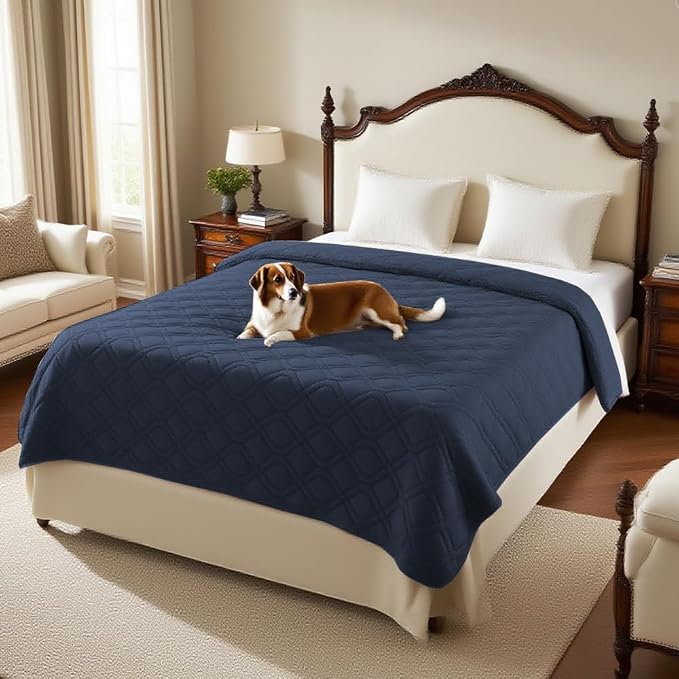 PrinceDeco Dog Bed Cover Blanket 52x82,Waterproof Pet Blanket Sofa Covers Washable Furniture Protector for Sofa, Sectional, Bed, Crate, Car & RV, Tear-Resistant Anti-Slip Backing,Navy