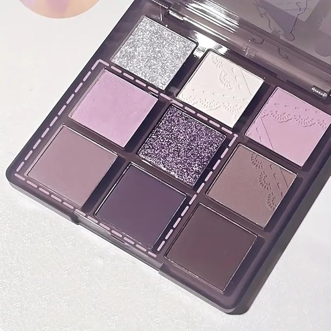 9 Colors Taupe Eyeshadow Palette Set - Mauve Purple Taupe Eye Shadow Palette Makeup for Older Women, Matte & Glitter Shimmer Natural Finish, Perfect for Mature Eyelids and Subtle, Elegant Looks