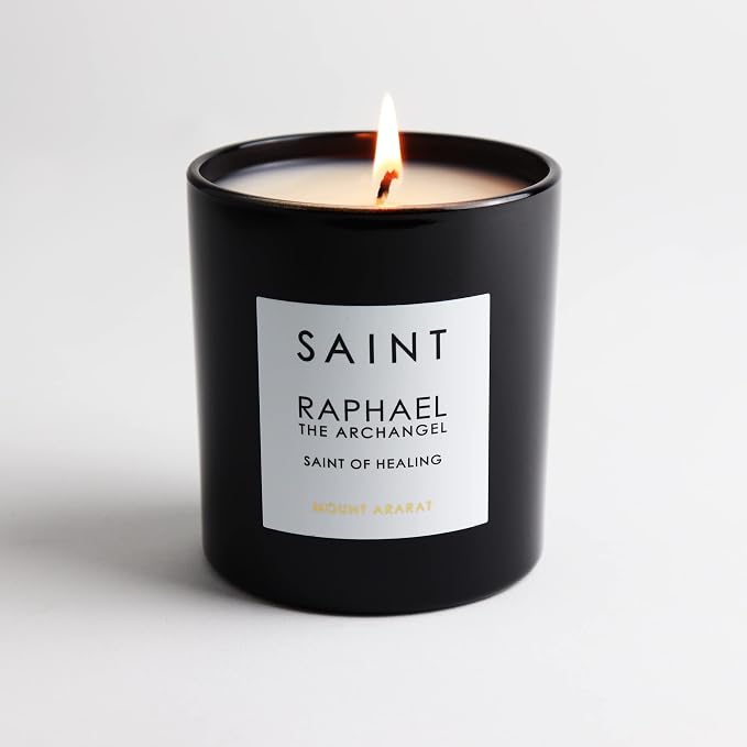 SAINT Raphael The Archangel Scented Candle with Prayer and Prayer Coin | Soy Coconut Aromatherapy Candle with 50 Hour Burn Time