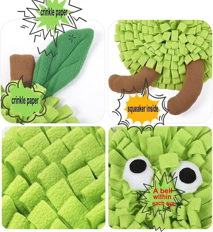 Ferret Cats Snuffle Mat Fleece Foraging Mats Interactive Feeding Toy Small Animal Rabbit Guinea Pig Rat Hamster Anti Slip Treat Dispenser Slow Feeder (Pear)