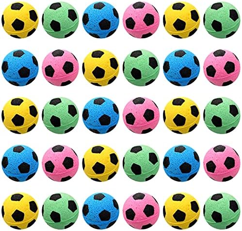 Skylety 32 Pcs Cat Soccer Ball Toys Foam Soccer Cat Toy Kitten Pet