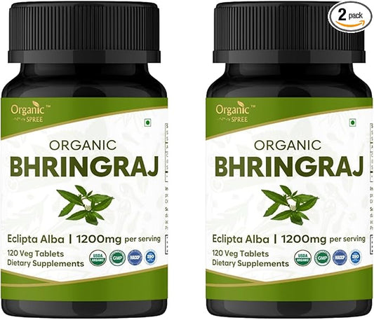 Bhringraj 120 Tablets | Eclipta Alba (Bhringraj) | USDA Organic Certified | Ayurvedic Hair Care* | Organic and Natural 120tab - Pack of 2