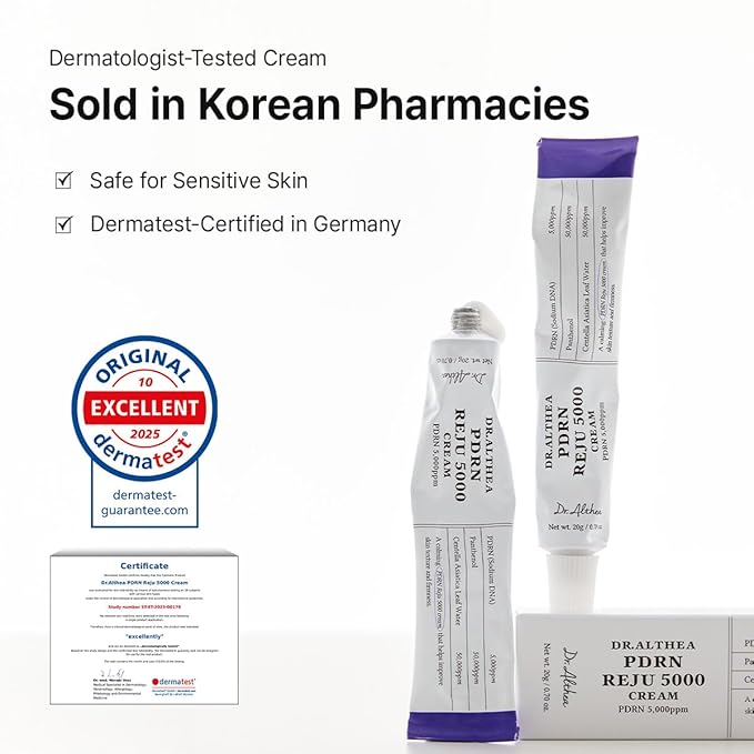 Dr.Althea PDRN Reju 5000 Cream | Biome PDRN Cream for Irritated, Sensitive Skin | Soothing Face Moisturizer with Panthenol and Centella | Korean Vegan Skin Care for All Skin Types, 0.7 Fl Oz